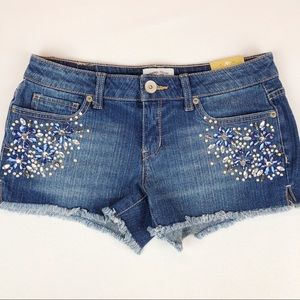 Aeropostale Embellished Denim Shorts NWT 3/4